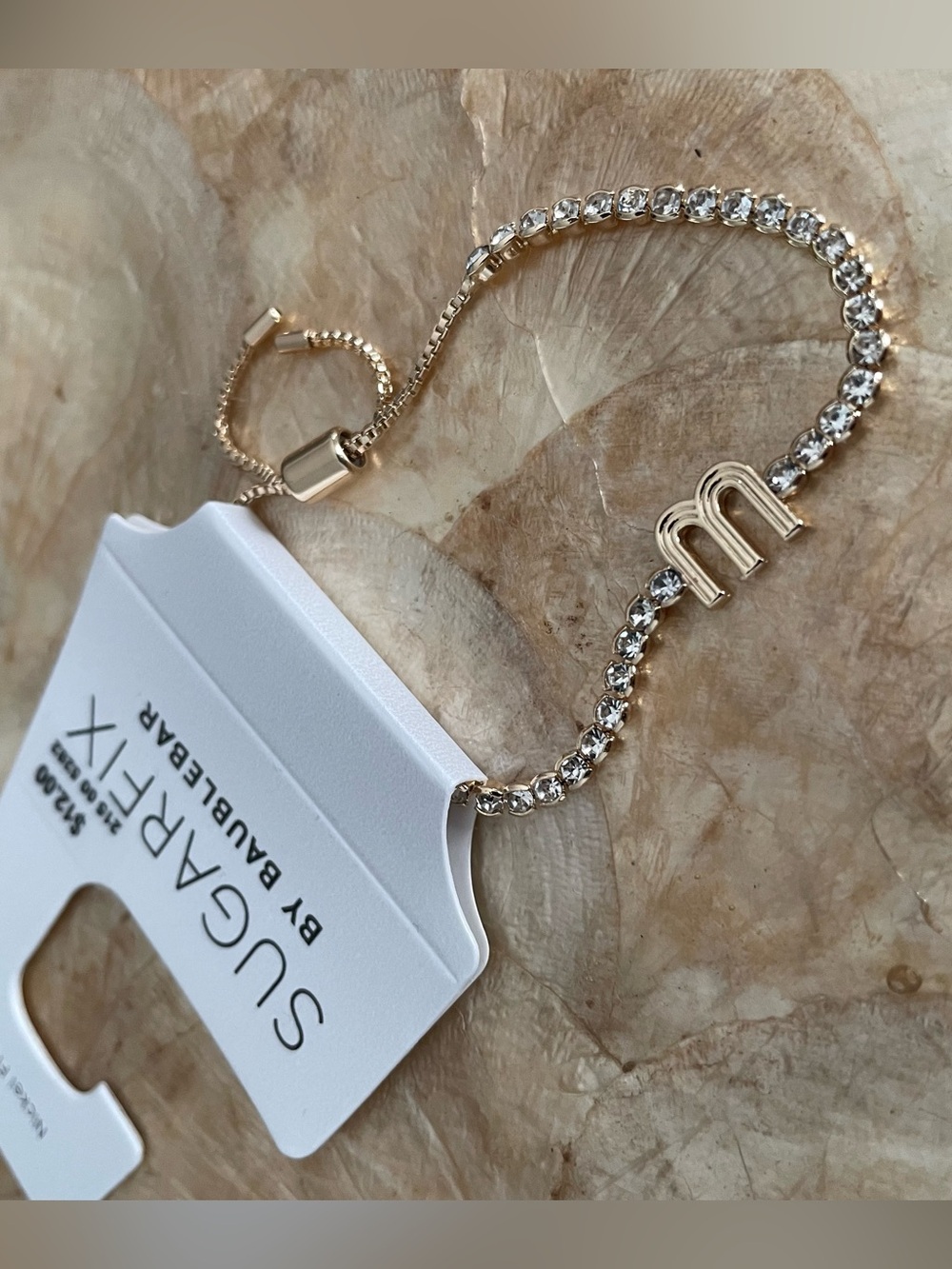 Sugarfix by BaubleBar Golden Crystal Initial Bracelet “M”